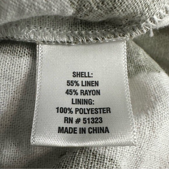 Vince Camuto Olive Green & White Linen Blend Blouse Size Medium - Picture 4 of 4